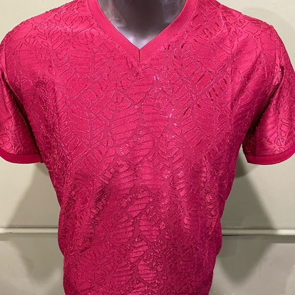 Barabas Men's wine V-Neck Shirt pullover modern fit graphic design - Picture 4 of 4